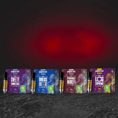 EPN cartridge 1ml set všech čtyř variant Sweety Amnesia, LCG Supreme, Oreos Vibe a Permanent Marker, polosyntetický kanabinoid EPN z USA, euforické a povzbuzující profily, kompletní nabídka Kratom World