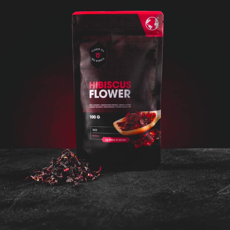 Kratom World Hibiscus Flower 100 g – 100% ibišek súdánský pro přípravu karkade, bylinného čaje s osvěžující nakyslou chutí