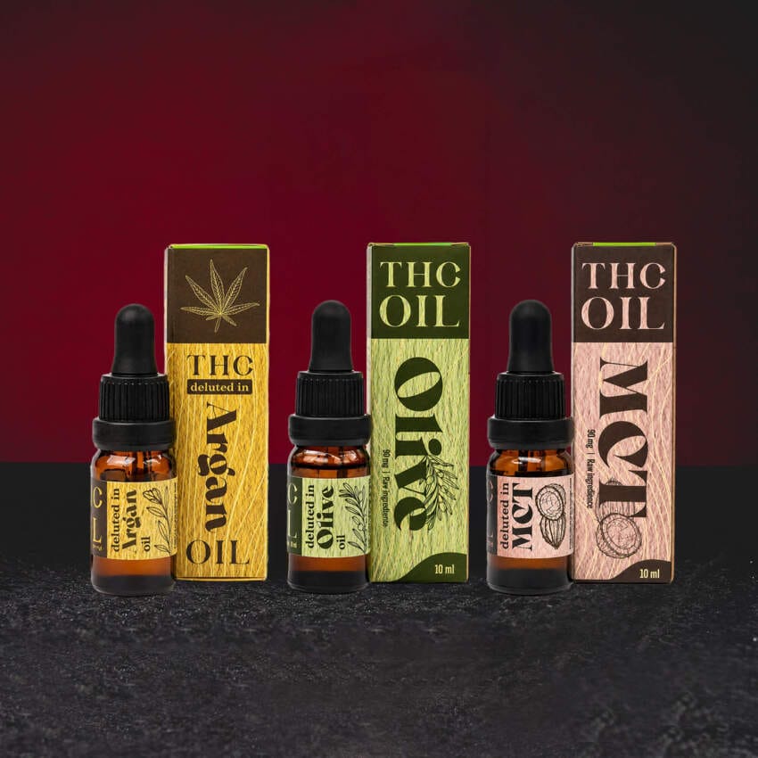 TH Olej 10ml – kolekce fullspektrálních TH olejů ve variantách olivový, MCT kokosový a arganový olej pro kosmetické a technické zpracování group photo