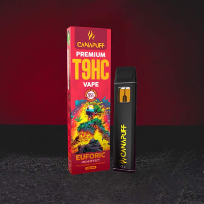 T9HC Vape 95 % 1 ml Euforic, jednorázový vape s kanabinoidem T9HC, vyvážený euforický a uvolňující profil, tóny třešní a lesního ovoce, jasná mysl a příjemná relaxace, Kratom World prodej